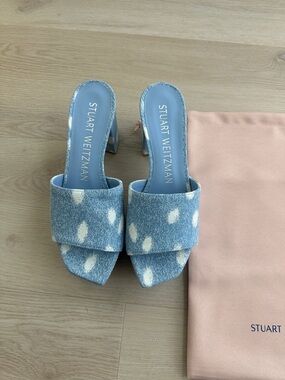Stuart Weitzman Square Height Platform 95 Sandals in Denim